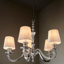 Loops 5 Light Chandelier Pendant POLISHED ALUMINIUM Ceiling Hanging Candelabra Lamp - thumbnail 4