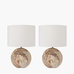 Ruma Set of 2 Viejo Natural Stone Effect Ceramic Table Lamp in Brown - thumbnail 2