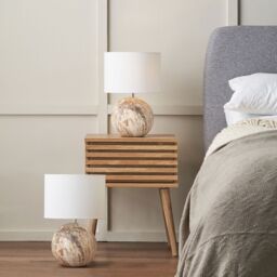 Ruma Set of 2 Viejo Natural Stone Effect Ceramic Table Lamp in Brown - thumbnail 1