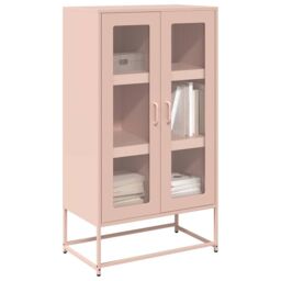 Berkfield Home Highboard Pink 68x39x123 cm Steel - Size: 68 x 39 x 123 cm