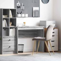 Berkfield Home Modern Writing Desk Grey Sonoma Engineered wood 90 x 40 x 76 cm - thumbnail 2