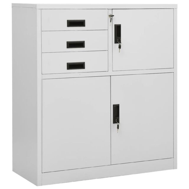 Berkfield Home Office Cabinet Light Grey 90x40x102 cm Steel - Size: 90 x 40 x 102 cm - image 1