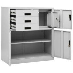 Berkfield Home Office Cabinet Light Grey 90x40x102 cm Steel - Size: 90 x 40 x 102 cm - thumbnail 6