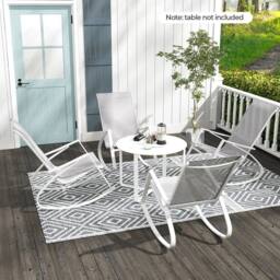 KORVIXA 2 Pcs Patio Rocking Chairs Outdoor Sling Fabric Rockers in Grey - Size: 100 cm - thumbnail 3