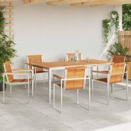 Berkfield Home 7 Piece Garden Dining Set Solid Wood Acacia in Brown - thumbnail 4