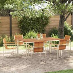 Berkfield Home 7 Piece Garden Dining Set Solid Wood Acacia in Brown - thumbnail 1