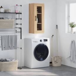 Berkfield Home Wall Mounted Cabinet Sonoma Oak 34.5x34x90 cm in Brown - thumbnail 2