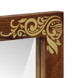 Berkfield Home Bathroom Mirror 50x70x3 cm Solid Wood Mango in Brown - Size: 50 x 70 x 3 cm - thumbnail 4