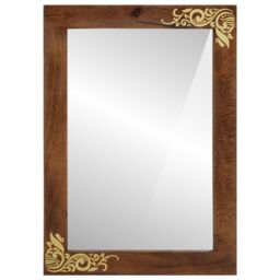 Berkfield Home Bathroom Mirror 50x70x3 cm Solid Wood Mango in Brown - Size: 50 x 70 x 3 cm - thumbnail 2