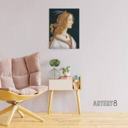 "Artery8 Idealized Portrait of a Lady Botticelli Vintage Canvas Wall Art in Black - Size: W18"" x H24""" - thumbnail 3