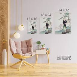 "Artery8 Woman Picking Mountain Cherry Canvas Wall Art Print Ogata Gekko in Green - Size: W18"" x H24""" - thumbnail 4
