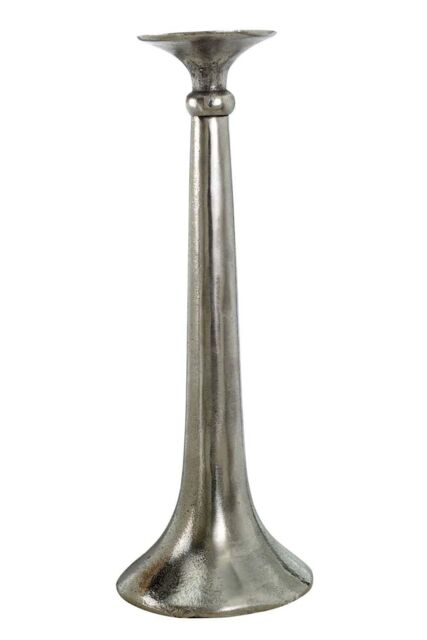 Homescapes Aluminium Skirt Metal Candlestick - 44 cm Tall in Silver - image 1