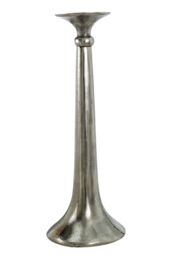 Homescapes Aluminium Skirt Metal Candlestick - 44 cm Tall in Silver - thumbnail 1