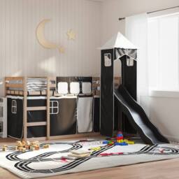 Berkfield Home Bunk Bed without Mattress with Slide White & Black 80x200 cm - thumbnail 2