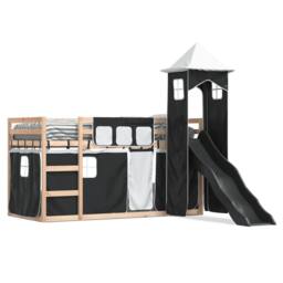 Berkfield Home Bunk Bed without Mattress with Slide White & Black 80x200 cm - thumbnail 1
