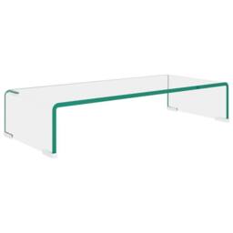 Berkfield Home TV Stand/Monitor Riser Glass Clear 60x25x11 cm - Size: 60 x 25 x 11 cm - thumbnail 2