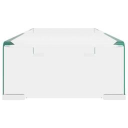 Berkfield Home TV Stand/Monitor Riser Glass Clear 60x25x11 cm - Size: 60 x 25 x 11 cm - thumbnail 4