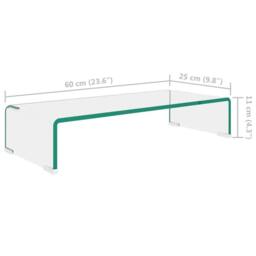 Berkfield Home TV Stand/Monitor Riser Glass Clear 60x25x11 cm - Size: 60 x 25 x 11 cm - thumbnail 6