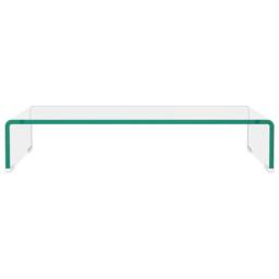 Berkfield Home TV Stand/Monitor Riser Glass Clear 60x25x11 cm - Size: 60 x 25 x 11 cm - thumbnail 3