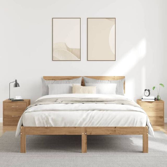 Berkfield Home Stylish Bedside Cabinets 2 pcs Artisian Oak 40x30x40 cm Engineere in Brown - Size: 40 x 30 x 40 cm - image 1