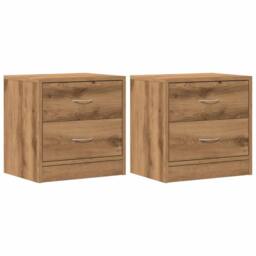 Berkfield Home Stylish Bedside Cabinets 2 pcs Artisian Oak 40x30x40 cm Engineere in Brown - Size: 40 x 30 x 40 cm - thumbnail 3