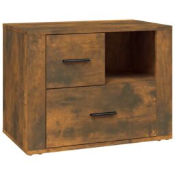 Berkfield Home Bedside Cabinet Smoked Oak 60x36x45 cm Engineered Wood in Brown - Size: 60 x 36 x 45 cm - thumbnail 2