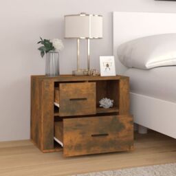 Berkfield Home Bedside Cabinet Smoked Oak 60x36x45 cm Engineered Wood in Brown - Size: 60 x 36 x 45 cm - thumbnail 3