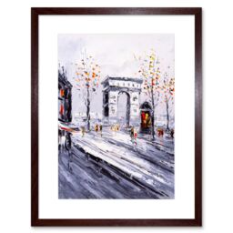"Artery8 Wall Art Print Parisian Cityscape Painting Art Framed 9x7 inch in Brown - Size: W7"" x H9""" - thumbnail 1