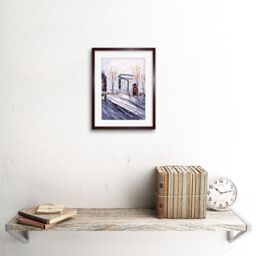 "Artery8 Wall Art Print Parisian Cityscape Painting Art Framed 9x7 inch in Brown - Size: W7"" x H9""" - thumbnail 2