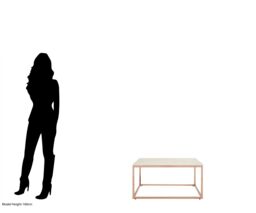 Orsina Square Rose Gold & Marble Coffee Table, Natural White Marble Top Center Table, Accent Table For Outdoor Use - thumbnail 3