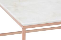 Orsina Square Rose Gold & Marble Coffee Table, Natural White Marble Top Center Table, Accent Table For Outdoor Use - thumbnail 4