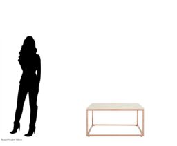 Orsina Square Rose Gold & Marble Coffee Table, Natural White Marble Top Center Table, Accent Table For Outdoor Use - thumbnail 2