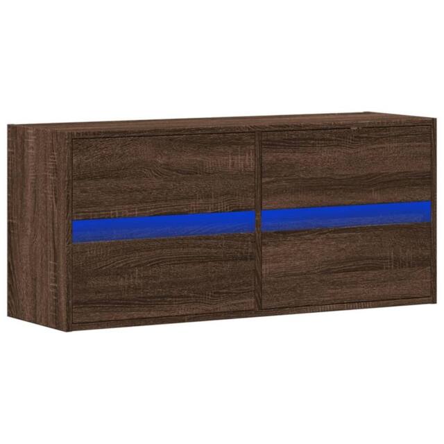 Berkfield Home TV Wall Cabinet with LED Lights Brown Oak 100x31x45 cm - Size: 100 x 31 x 45 cm - image 1