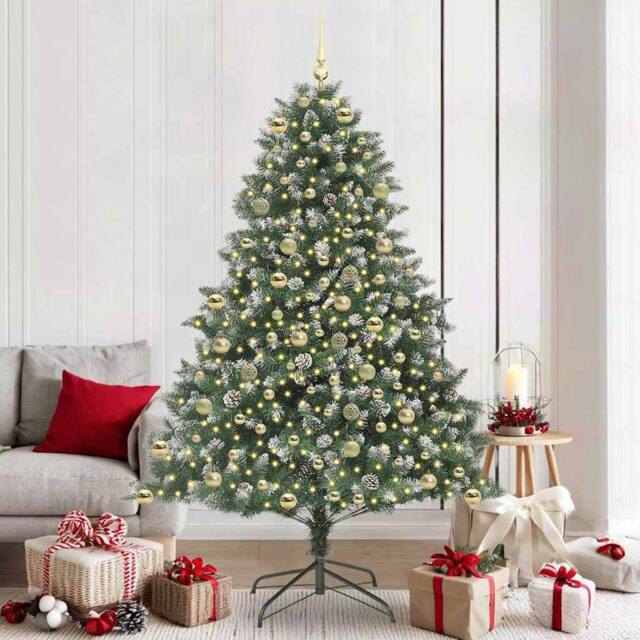 Berkfield Home Artificial Christmas Tree with Stand Green 140 x 140 x 210 cm - image 1