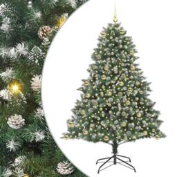 Berkfield Home Artificial Christmas Tree with Stand Green 140 x 140 x 210 cm - thumbnail 2