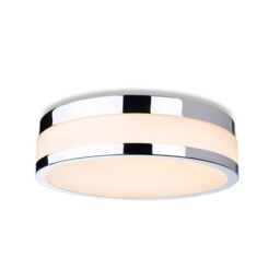Netlighting Marnie 290cm LED Flush Ceiling Fitting Chrome with Opal White Glass IP44 in Grey