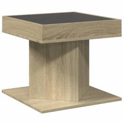 Berkfield Home Decorative Coffee Table with LED Sonoma Oak 50x50x45 cm Engineere in Light Brown - Size: 50 x 50 x 45 cm - thumbnail 8
