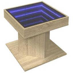 Berkfield Home Decorative Coffee Table with LED Sonoma Oak 50x50x45 cm Engineere in Light Brown - Size: 50 x 50 x 45 cm - thumbnail 1