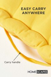Homescapes Plain Cotton Floor Cushion in Yellow - Size: 40 cm x 40 cm - thumbnail 5