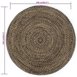 Berkfield Home Handmade Rug Jute Black & Brown 240 cm - Size: 100 cm diameter - thumbnail 5