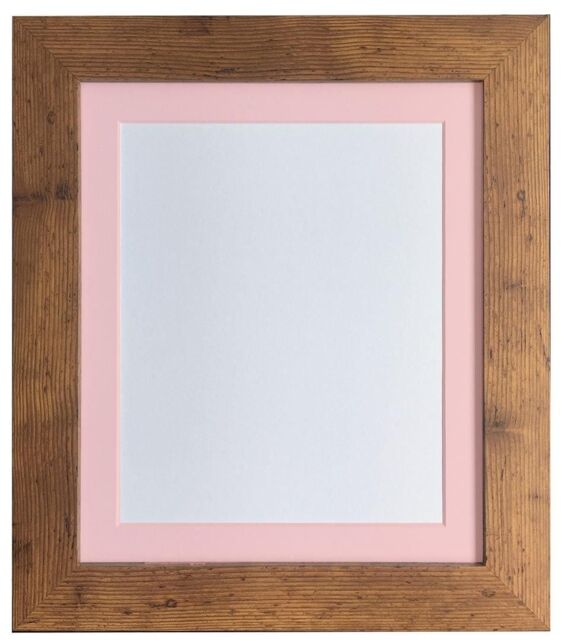 Frames & Mirrors 4U Metro Vintage Wood Frame with Pink Mount 45 x 30CM Image Size 14 x 8 Inch in Walnut - Size: 45 x 30 cm - image 1