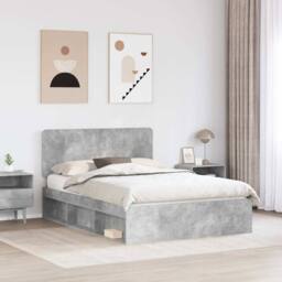Berkfield Home Bed Frame with Headboard Concerte 140 x 200 cm Solid Pine Wood in Grey - thumbnail 3