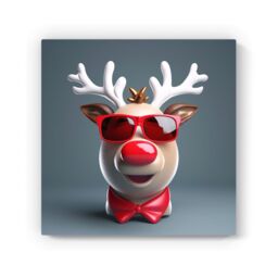 "Warren Reed - Designer Rudolph In Red Glasses Canvas - Size: W16"" x H16""" - thumbnail 2
