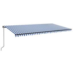 Berkfield Home Manual Retractable Awning with LED 600x300 cm Blue & White - thumbnail 1