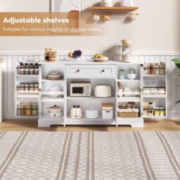 Merax Kitchen Sideboard Storage Cabinet with Drawer & Adjustable Shelves in White - thumbnail 6