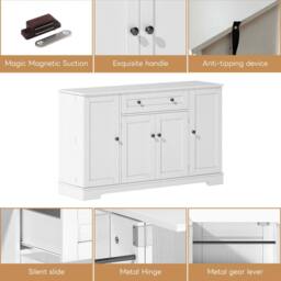 Merax Kitchen Sideboard Storage Cabinet with Drawer & Adjustable Shelves in White - thumbnail 3