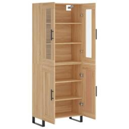 Berkfield Home Highboard Sonoma Oak 69.5x34x180 cm Engineered Wood in Light Oak - thumbnail 4