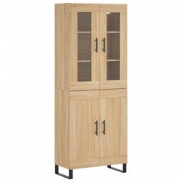 Berkfield Home Highboard Sonoma Oak 69.5x34x180 cm Engineered Wood in Light Oak - thumbnail 1