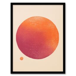 "Wee Blue Coo Wall Art Print Orange Sun Abstract Minimalism Amber Purple Oil Painting Art Framed - Size: W12"" x H16""" - thumbnail 1