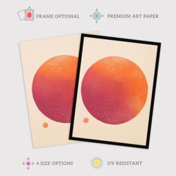 "Wee Blue Coo Wall Art Print Orange Sun Abstract Minimalism Amber Purple Oil Painting Art Framed - Size: W12"" x H16""" - thumbnail 2